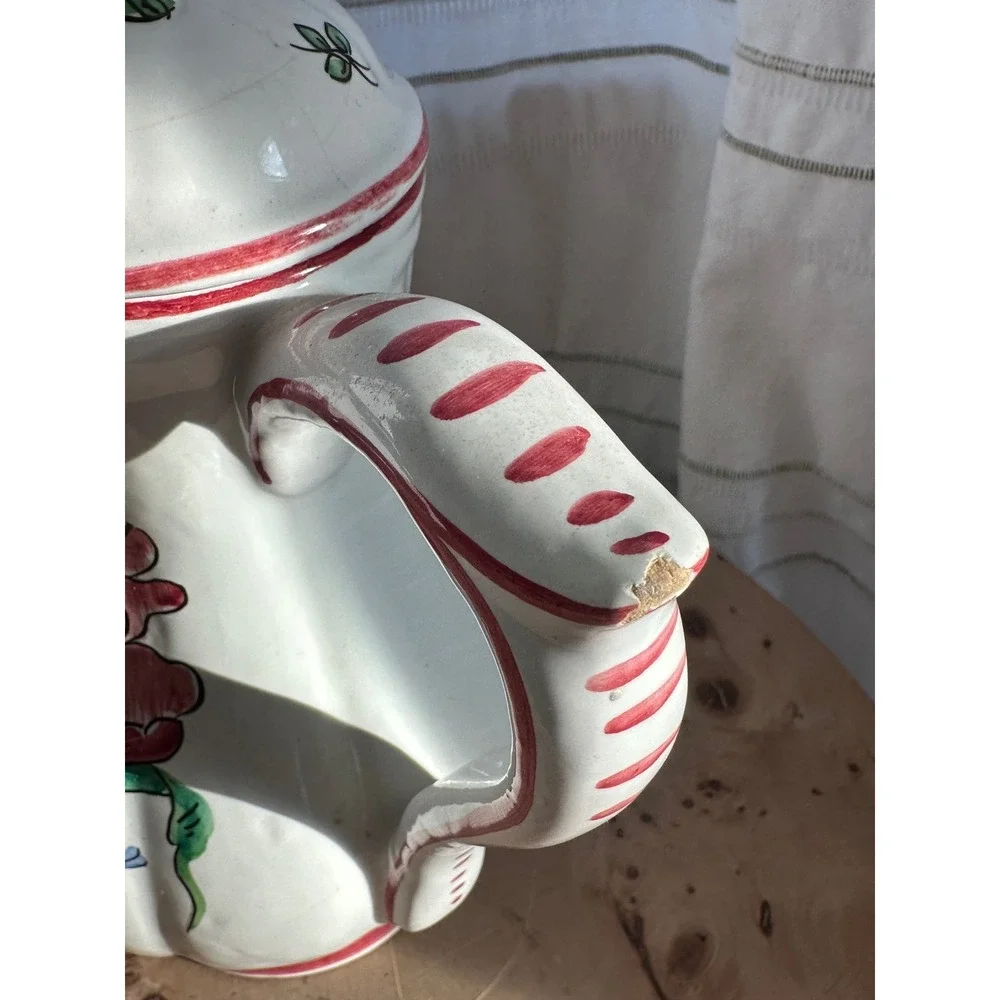 Luneville Ceramic Teapot Reverbere 1950 Hand Painted Floral Italy Vintage